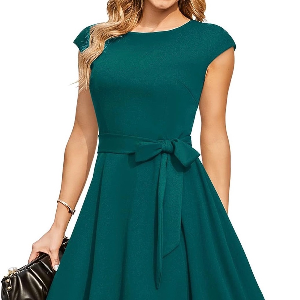 DRESSTELLS Turquoise Modest Cocktail Dress